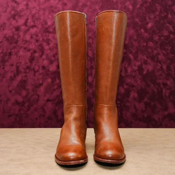 Frye Women Charlie Seam Brown Leather Zip Riding Equestrian Boots Sz 6.5